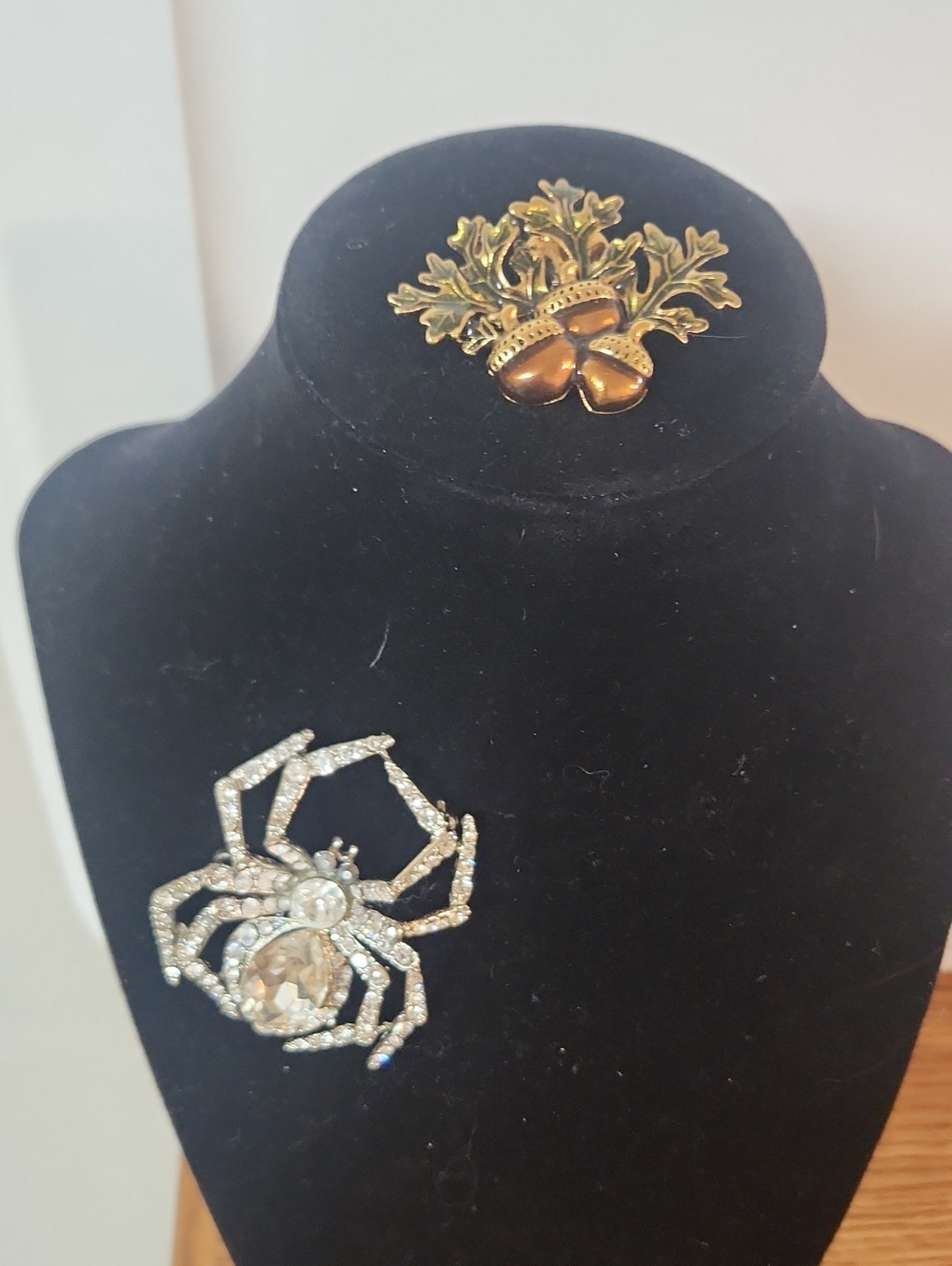 Avon Acorn Pin and Rhinestone Spider Brooch- Women's Jewelry